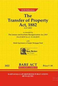 Transfer Of Property Act, 1882 (Bare Act With Notes): Buy Transfer Of ...