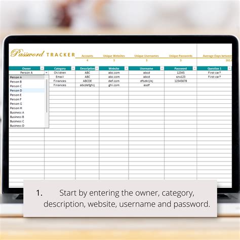 Editable Password Log Excel Spreadsheet, Account and Login Organizer ...