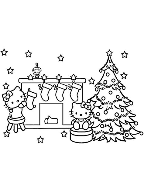 Christmas Coloring Pages Hello Kitty