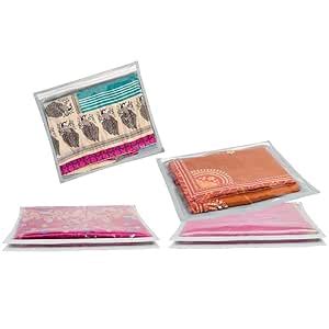 Homestrap Set of 6 Single Saree Covers | Transparent Top, Foldable ...