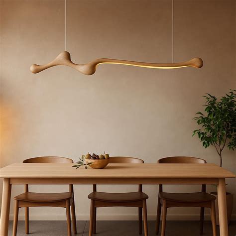 Modern Ash Wood LED Pendant Light: Dimmable Hanging Lamp with Remote ...
