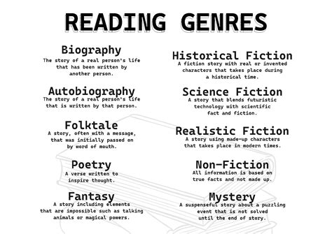 Book Genres For Kids - 12 Free PDF Printables | Printablee