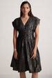Black lurex Event Wear V- Neck Dress With Front Pin Tucks| Western Era