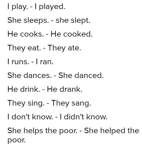 make a list of 10 sentence of simple present tense. then change the ...