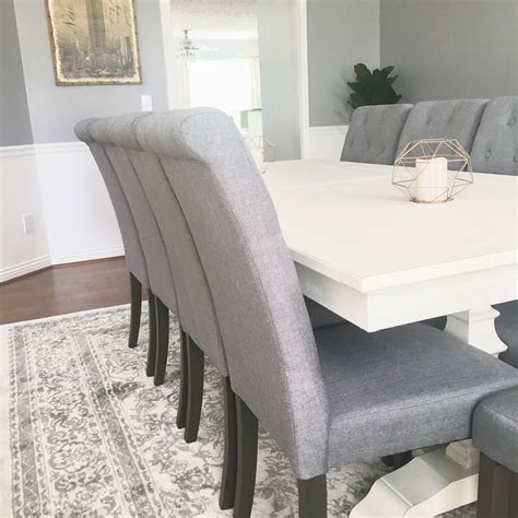 grey and white dining room chairs