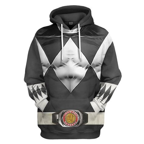 Mighty Morphin Black Power Rangers Costume Hoodie Sweatshirt T-Shirt ...