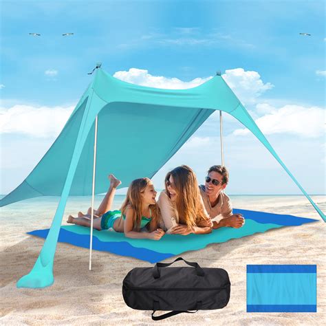 Beach Tent Sun Shelter,Beach Canopy Outdoor Beach Shade with Beach ...