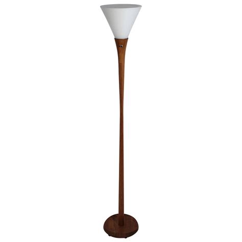 Teak Laurel Torchiere Floor Lamp For Sale at 1stDibs