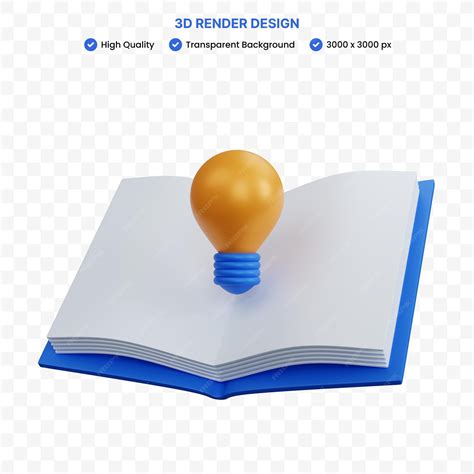 Premium PSD | 3d rendering empty open book with lamp isolated