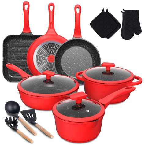 Pots and Pans Set, imarku 16-Piece Cookware Sets Nonstick Granite ...