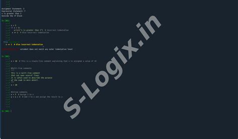 Sample code for python statement, Indentation and comments | S-Logix
