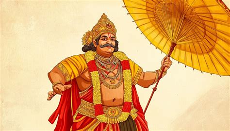 Maveli-Illustration von König Mahabali im Onam-Festival von Kerala ...