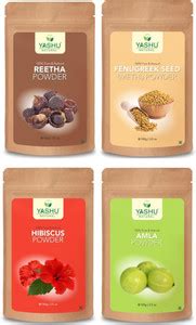 Yashu 100% Pure and Organic Hibiscus Reetha Fenugreek Seed and Amla ...