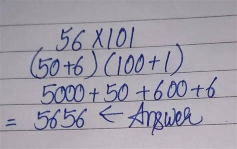 56 x 101 distributive property - Brainly.in
