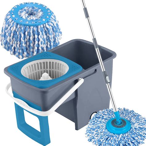 Primeway Pw980Mn Space Saver Square Bucket Rotating Spin Mop with 2 ...