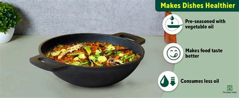 Buy The Indus Valley Pre-Seasoned Cast Iron Kadai With Flat Handle ...