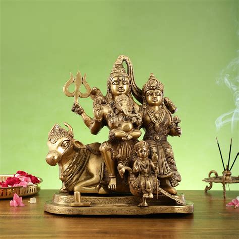 Buy Brass Handcrafted Superfine Lord Shiva Parivar Idol | 14" Height ...
