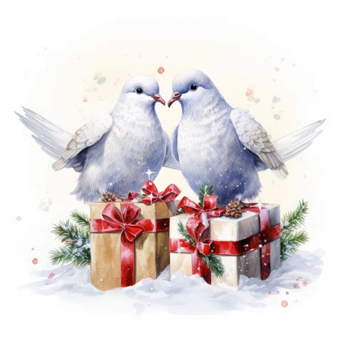 Peaceful Christmas Doves High Definition Illustration with Exquisite ...