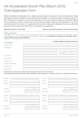 Fillable Online RBS Deposit Growth Plans - Issue 6 Trust Application ...