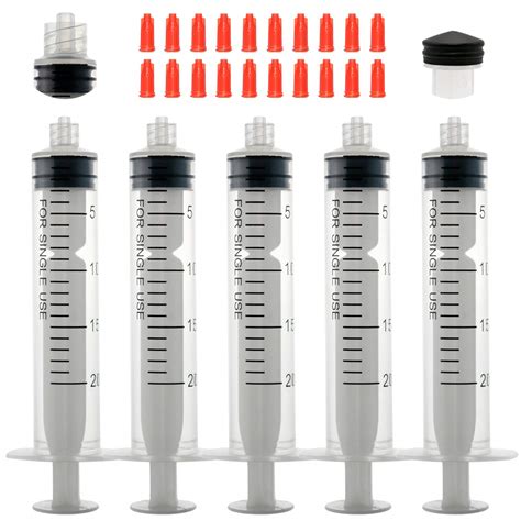 Buy 20pcs 20ml Plastic Syringes Luer Lock Syringe with Cap, 20cc ...