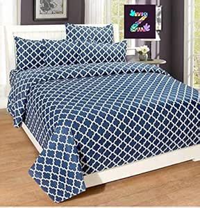 sandeep handloom Designer Oxford Polycotton Double bedsheets with 2 ...