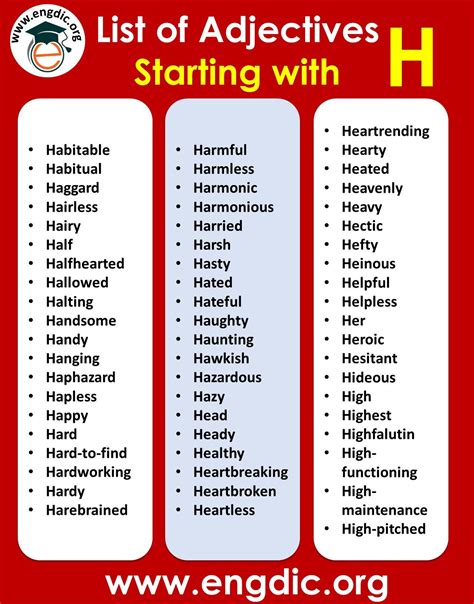 List of adjectives starting with H |Adjectives with H, PDF | Positive ...