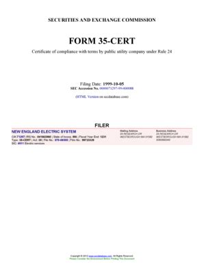 Fillable Online NEW ENGLAND ELECTRIC SYSTEM (Form: 35-CERT, Filing Date ...