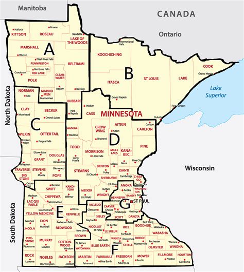 Minnesota County Map Area | 1950 Historical Minnesota Counties Map - JQMCLV