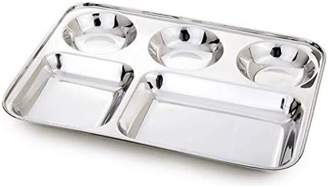 Buy KC Stainless Steel Partition Plate 5 in1/Bhojan Thali/Compartment ...