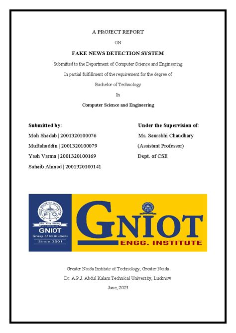 Printable Project report - A PROJECT REPORT ####### ON FAKE NEWS ...