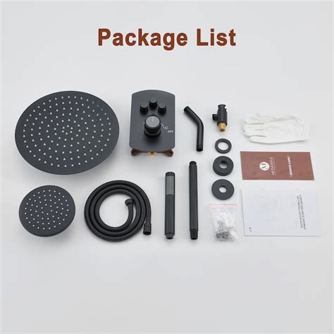 Mondawe Matte Black 12-in Dual Head Built-In Shower Faucet System with ...