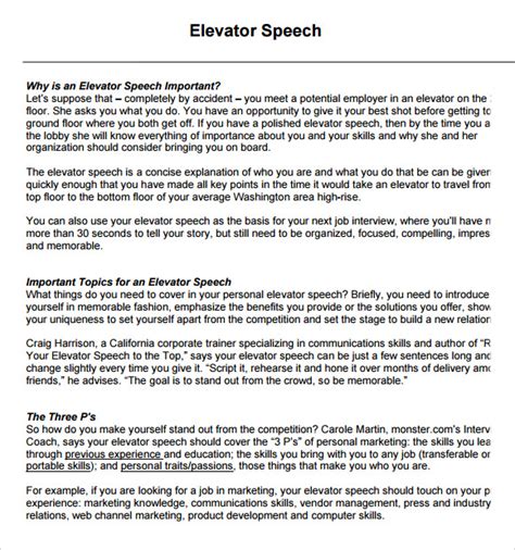 Image result for Elevator Speech Examples