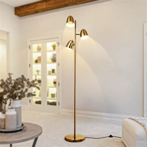 AFANQI LED Gold Floor Lamp, 360° Rotatable Modern 3 Light Standing Lamp ...