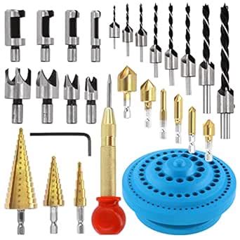 Swpeet 26Pcs 5 in 1 Combination Drill Tap Bit Countersink Drill Bits ...