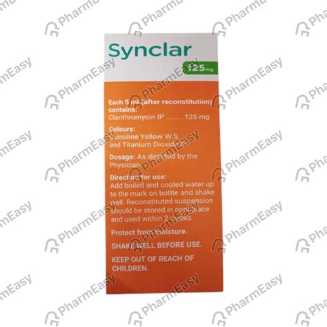 Synclar 125 MG/5ML Dry Syrup (30): Uses, Side Effects, Price & Dosage ...