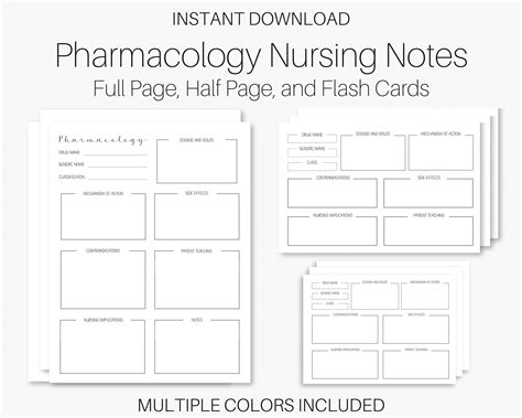 Nursing notes pharmacology bundle multiple sizes and colors nursing ...