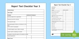 Key Features of Report Writing - Checklist (teacher made)
