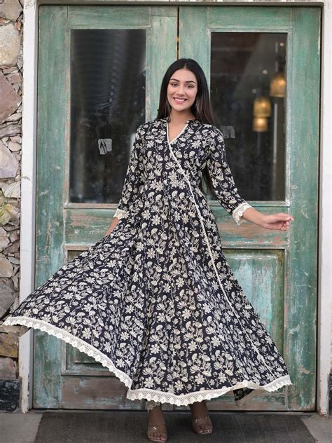 Inky Black Printed Flared Dress – Hatheli
