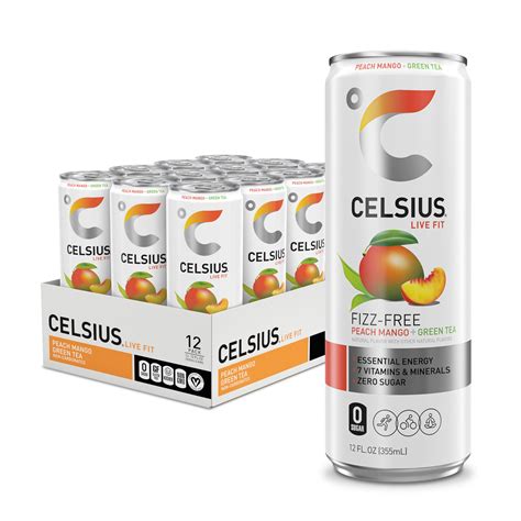 (BBD:10/25)CELSIUS Peach Mango Green Tea, Functional Essential Energy ...