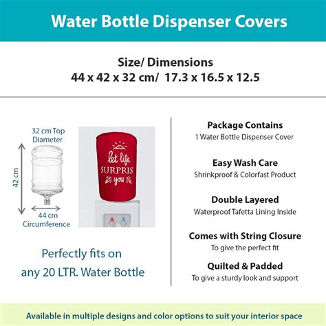 Motivational Red Water Dispenser Bottle Cover - “Let Life Surprise You ...