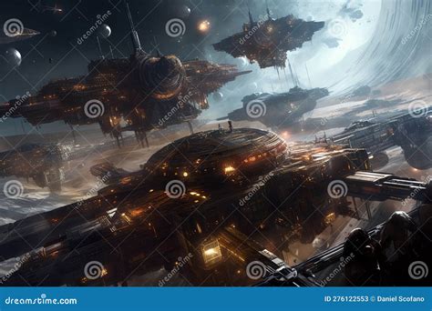 A Space Opera Scene Where A Lion Commands A Spacecraft Navigating ...