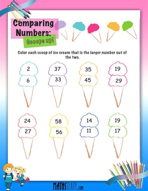 Image result for Comparing 2-Digit Numbers Worksheet