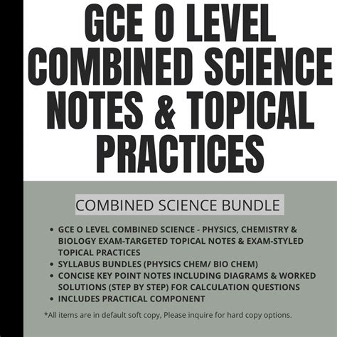 GCE O LEVEL SEC 3 SEC 4 COMBINED SCIENCE PHYSICS CHEMISTRY BIOLOGY EXAM ...