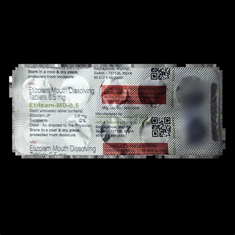 ETILAAM MD 0.5MG TABLET 10'S - Uses, Side Effects, Price and Generic ...