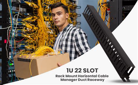 BOXNUBE 1U 22 Slot Rack Mount Horizontal Cable Manager Duct Raceway wi