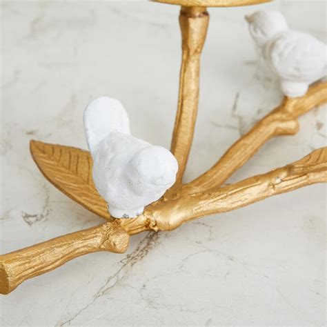 Buy Splendid Gold And White Solid Metal Candle Holder with Bird Accent ...