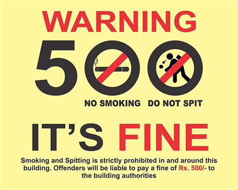 Arihant Signages Warning Sign No Smoking No Spitting Sign Board Pack Of ...