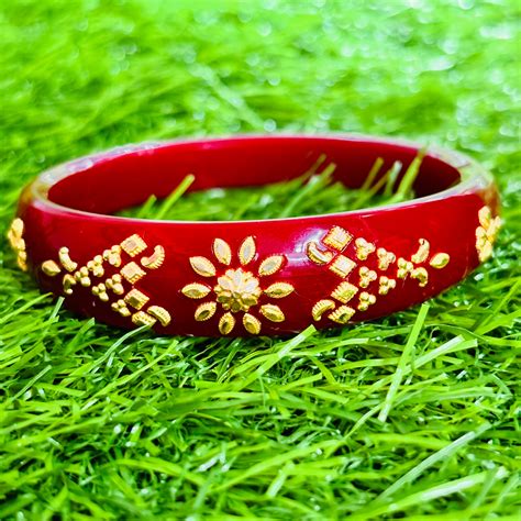 (GBP50) RAJLAXMI (MTO) MARIO DESIGN RED COLOUR (50 TONCH) KDM GOLD BRA ...