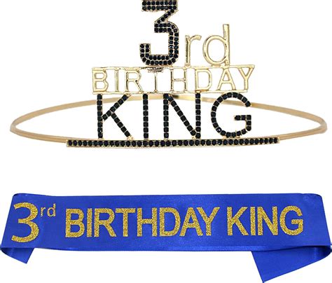 VeryMerryMakering 3rd Birthday Party Supplies Boy - Crown & Sash Set ...