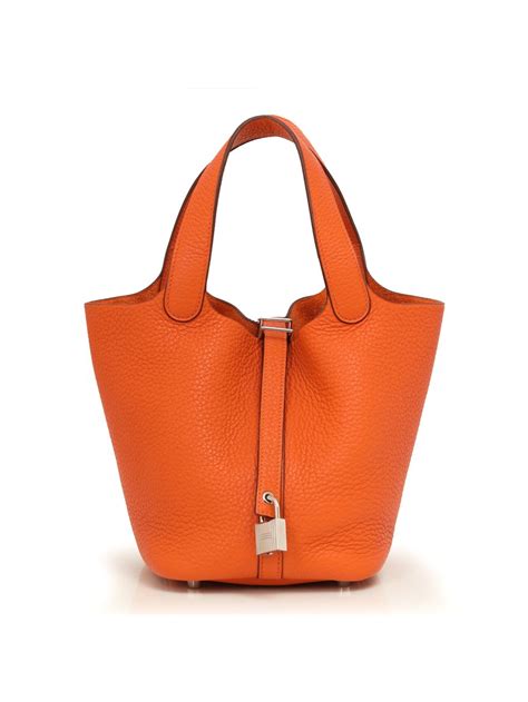 Orange Picotin Lock 18 Bag – Confidential Couture